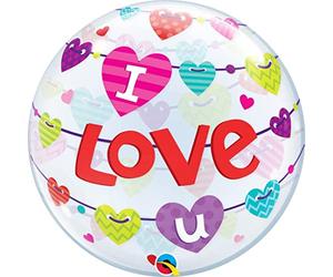 Qualatex 46047 22" I Love You Hearts single Bubble Balloon 01ct