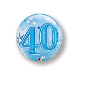 Qualatex 48445 "Single 40 Blue Starburst Sparkle 1" Bubble Balloon, 22-Inch