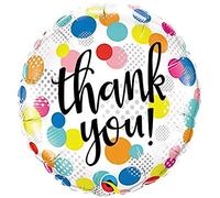 Qualatex 49214 18" Round Thank Upon Dots Foil Balloon 01ct, Multicolor