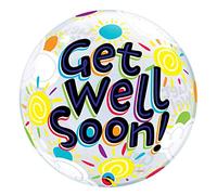 Qualatex 49337 Get Well Soon Sunny Day Single Bubble Latex Balloon, 22-Inch