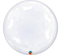 Qualatex 49459 Baby Footprints Deco Bubble Latex Balloon, 24-Inch