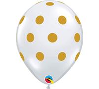 Qualatex 56895 11" Round Diamond Clear Big Polka Dots Gold Latex Balloons 25ct