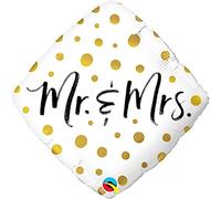 Qualatex 57334 Mr & Mrs Gold Dots 18 Inch Foil Balloon