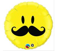 Qualatex 60053 Round Smile Face Moustache Foil Balloon, 18-Inch