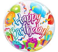 Qualatex 65407 "Single Bday Surprise 1" Bubble Balloon, 22-Inch