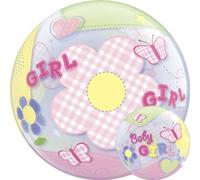 Qualatex 69729 Baby Girl Butterflies Single Bubble Latex Balloon, 22-Inch