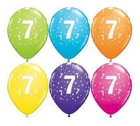 Qualatex Age 7 Stars-A-Round 7th Birthday Tropical Assorted 11" Latex Balloons x 10