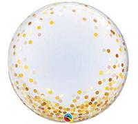 Qualatex Deco Confeffit Dot Bubble Balloon Gold (One Size)