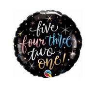 Qualatex Foil Balloon With Five Four Three Two One Design Black (One Size)