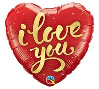 Qualatex I Love You Gold Script Mylar Party Foil Balloon, 18", Multicolor