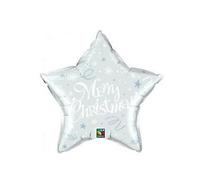 Qualatex Merry Christmas Star Shaped Festive Foil Balloon Silver (One Size)