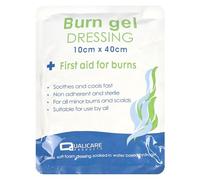 Qualcare Burn Dressing Gel, 10cm x 40cm, Cooling, Moisturising, Non-Stick, for Minor Burns, Scalds, Sunburns
