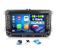 Qualcomm 4G+64G 8-Core Android 15 Car Stereo for VW Polo Golf 5 Caddy T5 Tiguan Wireless CarPlay Android Auto, 7'' Touchscreen Radio with WiFi Mirror Link Bluetooth 5.1 FM RDS DSP EQ SWC Backup Camera