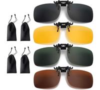 QUALDESN 4 PCS Clip on Sunglasses, No Frame Stylish, Clip on Sunglasses Over Prescription Glasses, Easy to Attach Durable Lightweight Design Ideal for Daily Use and Outdoor Activities