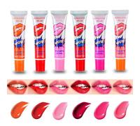 QUALDESN 6 Pcs Peel Off Lip Stain, Lip Stain Peel Off, Magic Tattoo Lip Gloss Set, Lip Stain for Women Colorful Glossy Lipstick, Waterproof Tear Lip Stain Cosmetic Gift Set For Girls, 6 Colors
