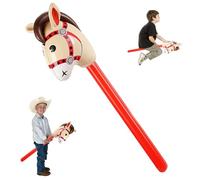 QUALDESN Inflatable Horse, Hobby Horse, Red PVC Pony Toy Stick for Kids, Party Decorations and Outdoor Play, Lightweight and Safe Bouncy Horse Riding Pretend Play