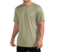 QUALFORT Mens Bamboo Viscose T Shirts Crewneck Undershirt Soft Breathable Lightweight Tee for Daily Wear, A05-khaki, Medium