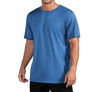 QUALFORT Mens Bamboo Viscose T Shirts Crewneck Undershirt Soft Breathable Lightweight Tee for Daily Wear, A04-blue, XXL