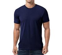 QUALFORT Mens Bamboo Viscose T Shirts Soft Breathable Lightweight Tee for Daily Casual Comfort, 02-dark Blue, XXL