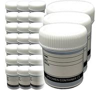 Qualicare 24 x 60ML LABELLED SPECIMEN UNIVERSAL WHITE LID POLYPROPYLENE SAMPLE TEST LAB CLEAR BOTTLE CONTAINERS