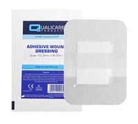 5 X QUALICARE 10CM x 8CM Premium STERILE First AID Adhesive Wound Cut Fabric Large Plaster DRESSINGS