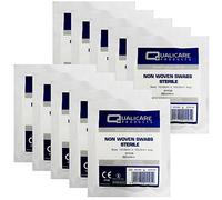 Qualicare None Woven 4PLY Sterile Gauze Medical Swabs Single Pack, 10cm x 10cm Sqaure - 10 Pack (50 Swabs)