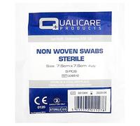 Qualicare None Woven 4PLY Sterile Gauze Medical Swabs Single Pack, 7.5cm x 7.5cm Sqaure - 1 Pack (5 Swabs)