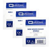 Qualicare None Woven 4PLY Sterile Gauze Medical Swabs Single Pack, 7.5cm x 7.5cm Sqaure - 3 Pack (15 Swabs)