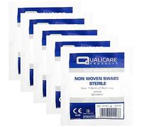 Qualicare None Woven 4PLY Sterile Gauze Medical Swabs Single Pack, 7.5cm x 7.5cm Sqaure - 5 Pack (25 Swabs)
