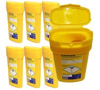 Qualicare Sharps Safe Needle Syringe Insulin Disposal Surgery Waste Bin Box - 0.6 Litre, 6 Pack