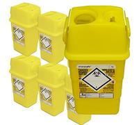Qualicare Sharps Safe Needle Syringe Insulin Disposal Surgery Waste Bin Box - 1 Litre, 6 Pack
