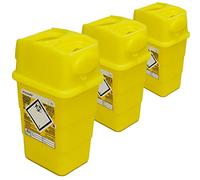 Qualicare Sharps Safe Needle Syringe Insulin Disposal Surgery Waste Bin Box - 1 Litre, Triple Pack