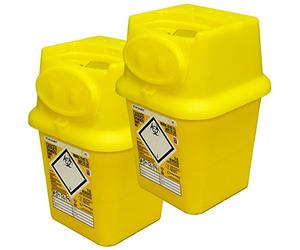 Qualicare Sharps Safe Needle Syringe Insulin Disposal Surgery Waste Bin Box - 4 Litre, Twin Pack