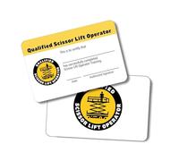 Qualified Scissor Lift Operator Card | 5 pk 3.5x2.25” Plastic Wallet Training ID Cards Fill in Name Completion Aerial O S H A Checklist