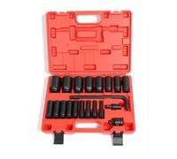 Qualifort 22PCS 1/2" Drive Deep Impact Socket Set, Metric 8-36mm, CR-V Steel