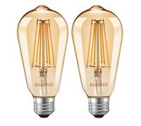 Qualilux Dusk to Dawn Edison Light Bulbs ST58(ST19), Vintage Amber Glass, 2300K Warm Light, 6.5W=60W, Auto On/Off Light Sensing LED Filament Bulb Outdoor, 700LM, Non-Dimmable, E26, 2-Pack, HQ-H027