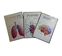 Qualiprint Human Anatomy Poster - Anatomy of the Brain, Heart and Respiratory System - 300GSM, 29.8cm x 21cm | Gold Foil, Silk Finished, Wall Art for Classroom Learning & Clinic | Unframed