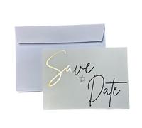 Qualiprint Save The Date Wedding Cards, Pack of 10, Gold Foil, 350gsm