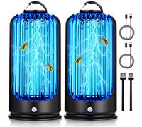 Qualirey 2 Pack Bug Zapper for Indoor Outdoor Electric Rechargeable Mosquito Zapper Pest Control Fly Trap Electric Shock Mosquito Lamp Waterproof Electronic Bug Killer for Home Patio Yard