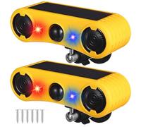 Qualirey Solar Outdoor Motion Sensor Alarm 2 x 129db Loud Noise Maker 13 Sound Detector Strobe Light, 4 Modes Animal Deterrent Dog Barking Alarm Mount on Ground or Fence for Garden Yard(2 Pack)