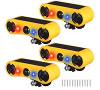 Qualirey Solar Outdoor Motion Sensor Alarm 2 x 129db Loud Noise Maker 13 Sound Detector Strobe Light, 4 Modes Animal Deterrent Dog Barking Alarm Mount on Ground or Fence for Garden Yard (4 Pack)