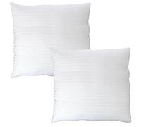 Quality 100% Cotton Casing - Luxury Satin Stripe Hollowfibre Filled Continental Cushion - European Square - 80cm x 80cm (32" x 32") - 2 PACK - Made in UK - Ideal for Around the Home