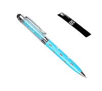 QUALITY 2-in-1 Capacitive Touchscreen Stylus and Ballpoint Pen with Crystals. FREE REFILL - UK SELLER (blue)