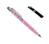 QUALITY 2-in-1 Capacitive Touchscreen Stylus and Ballpoint Pen with Crystals. FREE REFILL - UK SELLER (PINK)