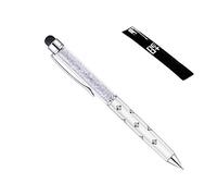 QUALITY 2-in-1 Capacitive Touchscreen Stylus and Ballpoint Pen with Crystals. FREE REFILL - UK SELLER (white)