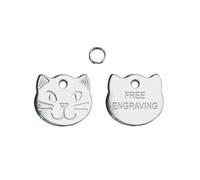 Quality 22mm Cat Face Personalised Engraved ID Pet Tags free engraving and P&P