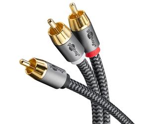 Quality 2m Subwoofer Y Cable - RCA 2 to 1 Phono Sub Connecting Lead Screened