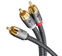 Quality 3m Subwoofer Y Cable - RCA 2 to 1 Phono Sub Connecting Lead Screened