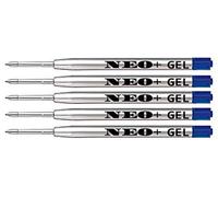 Quality Ballpoint Metal Pen Refills, 5 Pieces, Fine Point 0.5mm, Blue Gel Ink. Compatible with Parker Ball Pen (5 x Blue Gel Ink)