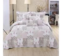 Quality Beddings 3-Piece Printed Patchwork Quilted Bedspread | Breathable & Reversible Coverlet Set | Soft Touch Microfibre & Machine Washable Floral Bedspreads (Zurich, Single - 180x240cm)